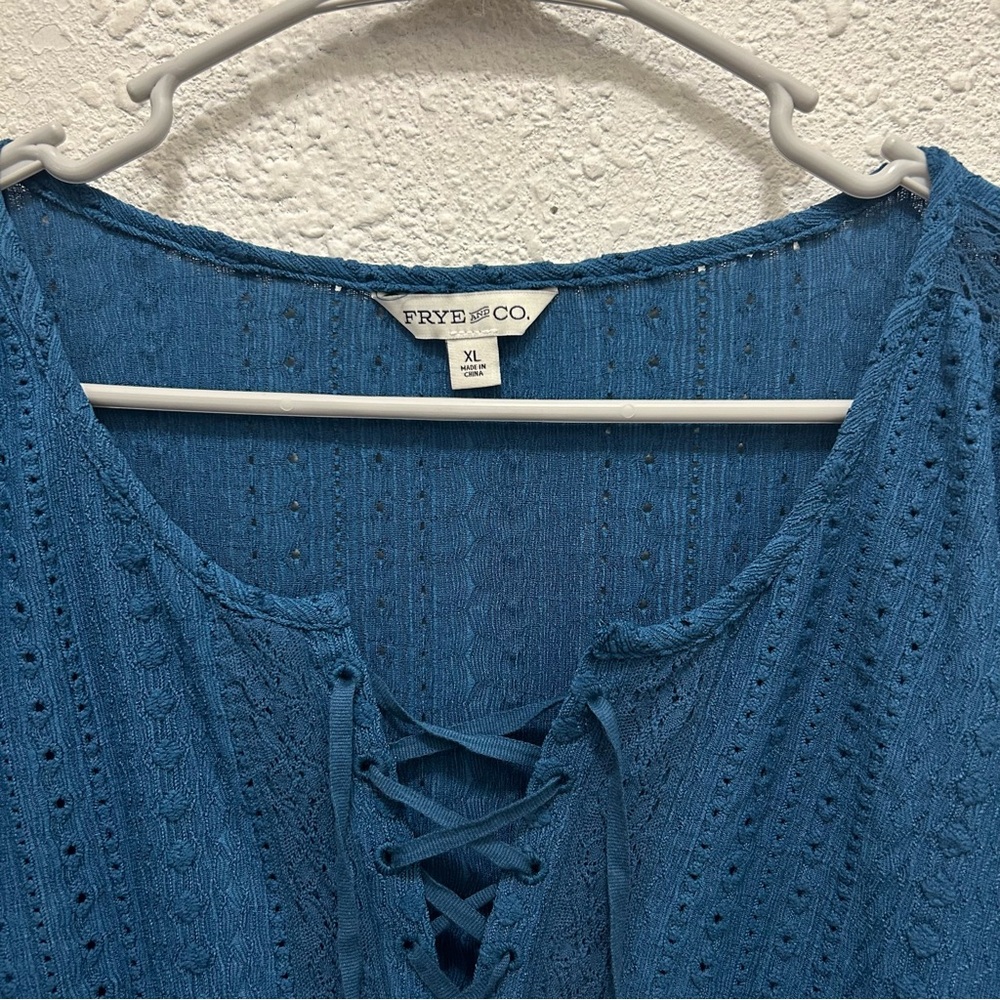 Frye and Co. Eyelet Lace 3/4 Sleeve Dress in Deep Dive NWT Size XL - Picture 5 of 8